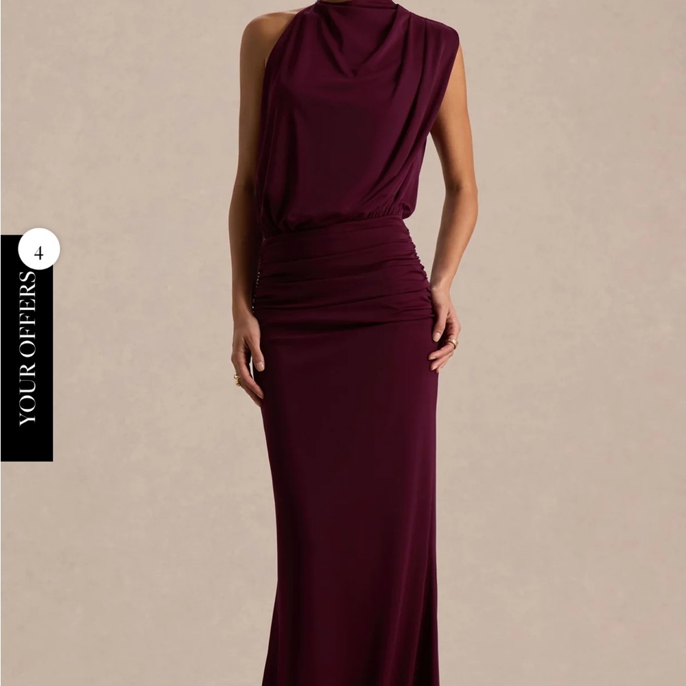 Club L London Deep Burgundy Maxi Dress